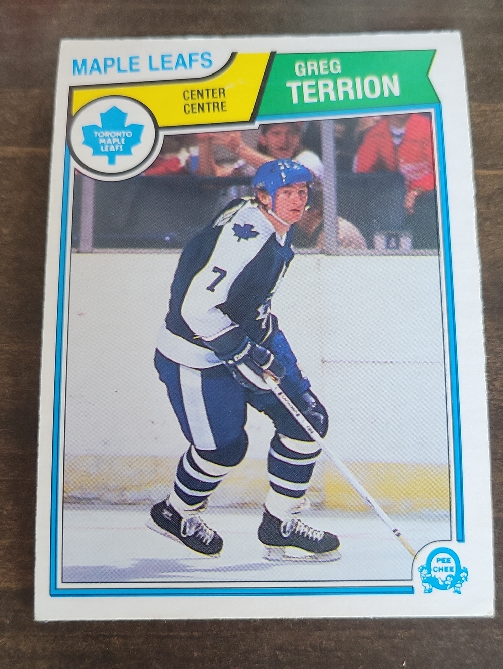 1983/84 OPC Greg Terrion Toronto Maple Leafs Hockey Card - Blue & White